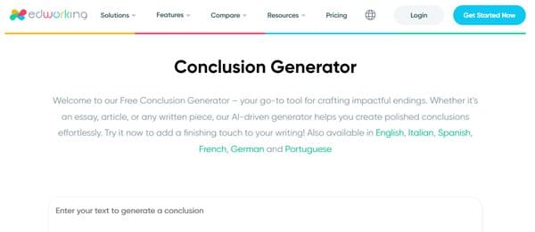 Edworking AI Conclusion Generator