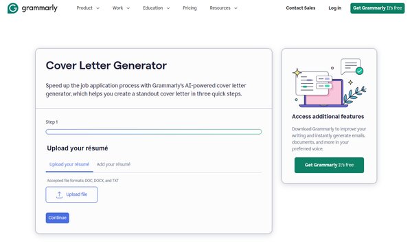 Grammarly AI Cover Letter Generator