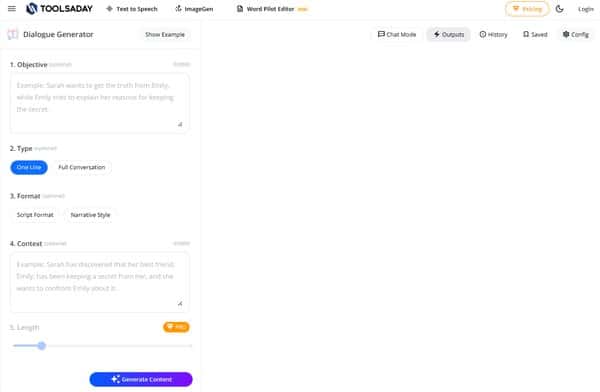 Toolsday AI Dialogue Generator