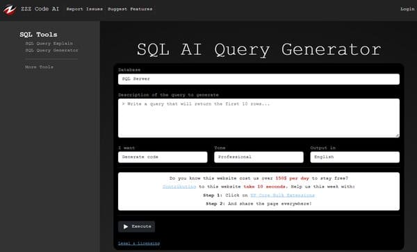 ZZZCode AI SQL Query Generator