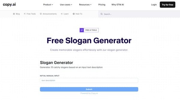 Copy AI Free Slogan Generator