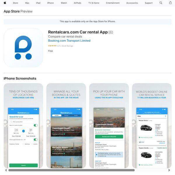 Rentalcars.com Car rental App