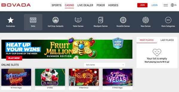 Bovada Casino Slots
