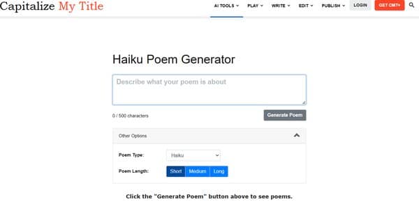 Captilize Haiku Poem Generator