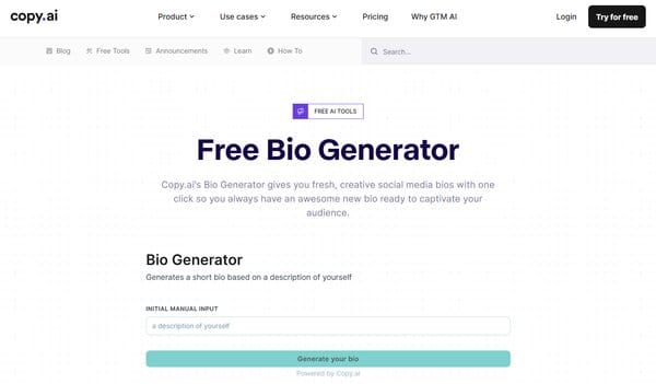 Copy AI About Me Generator