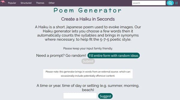 Haiku Poem Generator Org