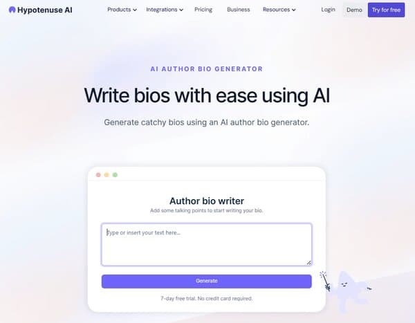 Hypotenuse AI About Me Generator