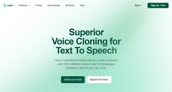 Listnr AI Voice Cloning Software