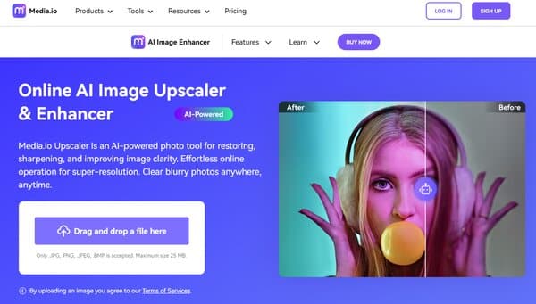 Media.io Online AI Image Upscaler & Enhancer
