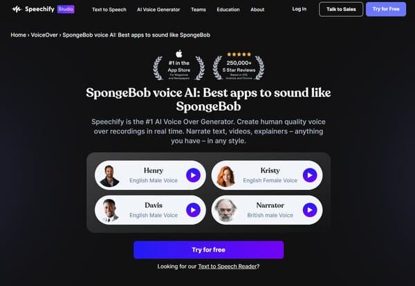 Speechify Text to Speech SpongeBob