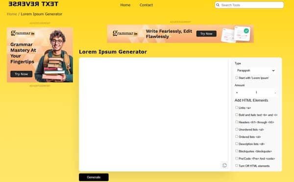 Textreverse Lorem Ipsum Generator