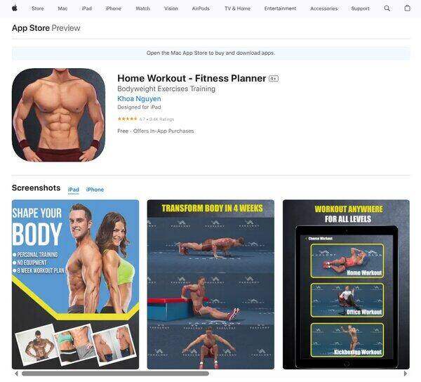 Home Workout Fitness Planner