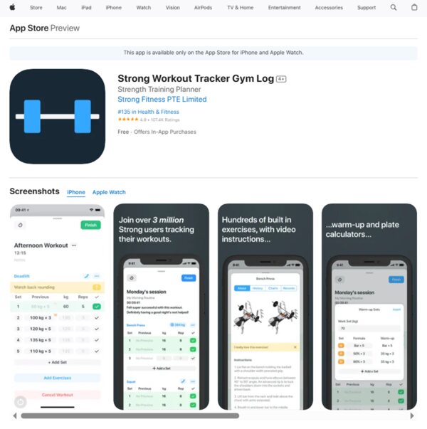 Strong Workout Tracker Gym Log