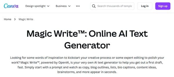 Canva Magic Write