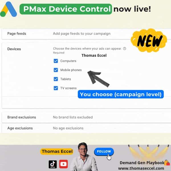 Ovládací prvky cílení na zařízení v Google Ads pro kampaně zaměřené na maximální výkon