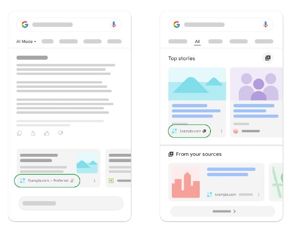 Google AI Mode & AI Overviews Add Preferred Sources & New Carousel